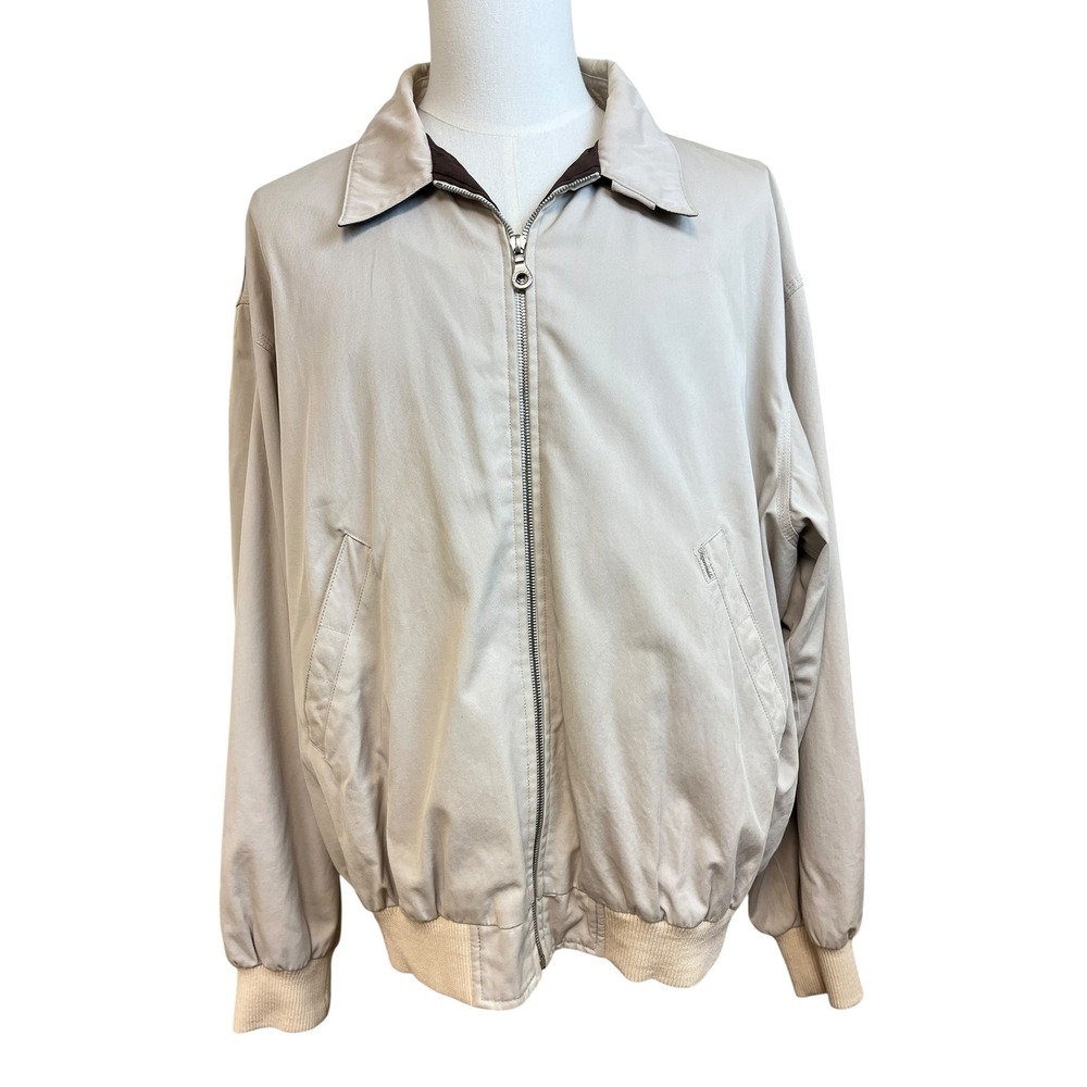 Façonnable‎ Harrington Bomber Jacket Mens XL Tan Full Zip French Luxury Preppy